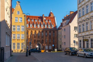 Gdansk, Polonya - 11 Mart 2022: Eski güzel şehir Gdansk. Seyahat