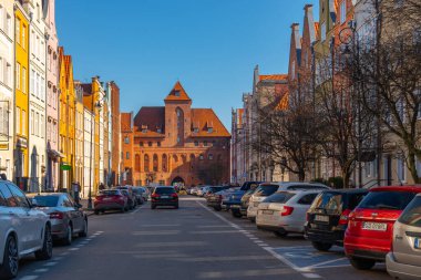 Gdansk, Polonya - 11 Mart 2022: Eski güzel şehir Gdansk. Seyahat