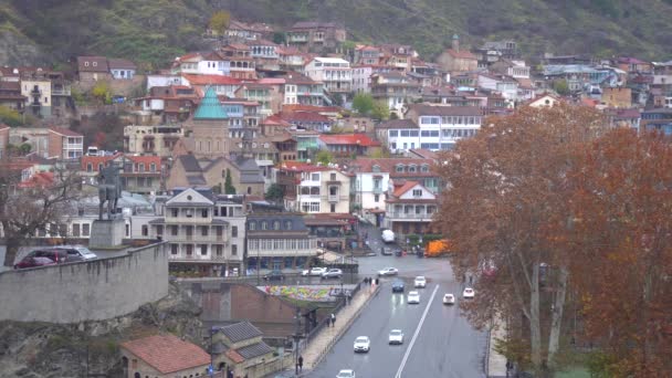 Тбилиси Грузия Декабря 2022 Года Вид Мост Метехи Реку Мтквари — стоковое видео