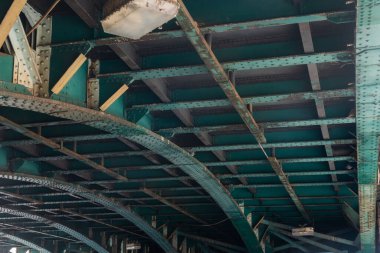 Iron structure from below the railway bridge in the city of Dortmund