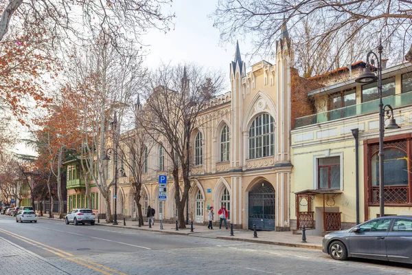 stock image Tbilisi, Georgia - 18 February, 2023: View on Agmashenebeli Avenue is one of the main street in historical part of city Tbilisi, travel