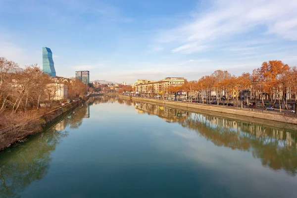 stock image Tbilisi, Georgia - 18 February, 2023: View of Tbilisi from, river Mtkvari, travel