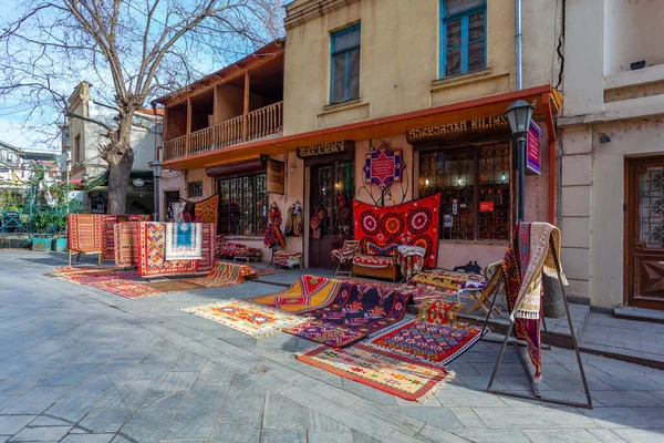 stock image Tbilisi, Georgia - 18 February, 2023: Carpets for sale on Tbilisi street. Travel