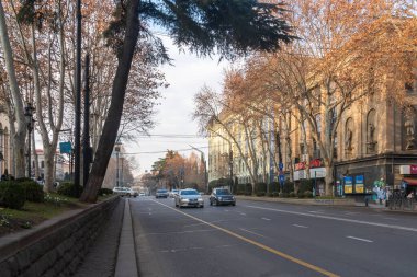 Tiflis, Gürcistan - 22 Ocak 2023: Shota Rustaveli Caddesi, Tiflis, başkent Georgia