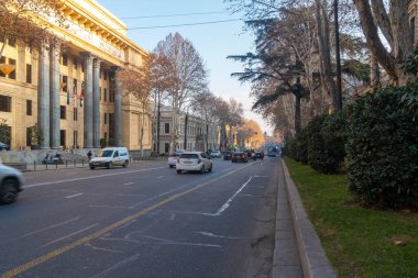 Tiflis, Gürcistan - 22 Ocak 2023: Shota Rustaveli Caddesi, Tiflis, başkent Georgia
