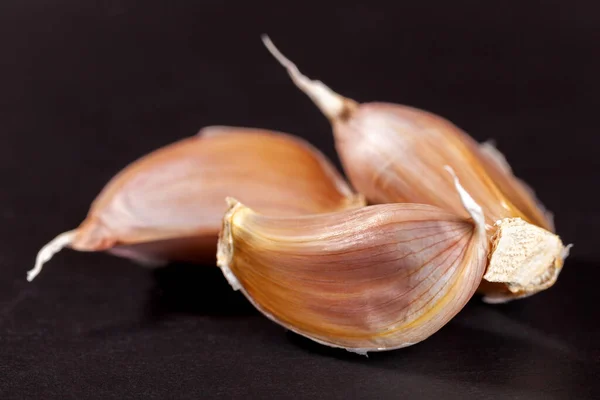 stock image White garlic isolated on black background. Vegetable, Vitamin