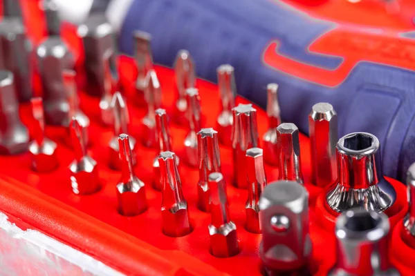 Close up view of tool box of Screwdriver Set, working tools