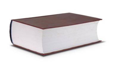 Kapanmış büyük bir kitap, beyaz bir arkaplanda izole edilmiş. Eğitim