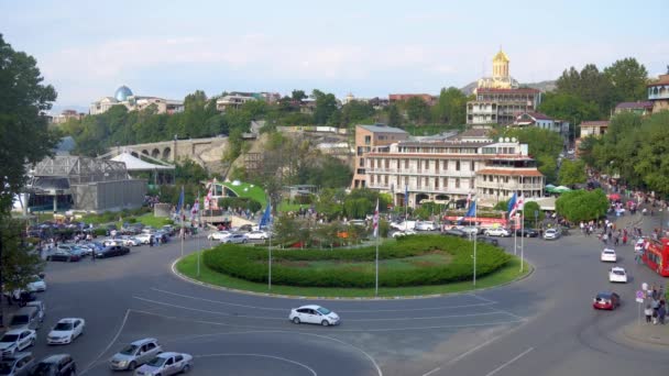 Tbiliszi Grúzia Október 2023 Tbiliszoba Nyaralás Gyönyörű Kilátás Nyílik Európa — Stock videók