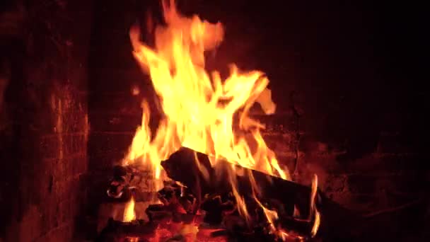 Fuego Ardiendo Chimenea Concepto Confort Calidez Hogar — Vídeos de Stock