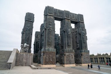 Tiflis, Gürcistan - 19 Kasım 2023: Gürcistan Tarihi Anıtı. Seyahat