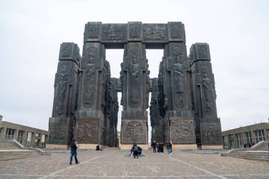 Tiflis, Gürcistan - 19 Kasım 2023: Gürcistan Tarihi Anıtı. Seyahat