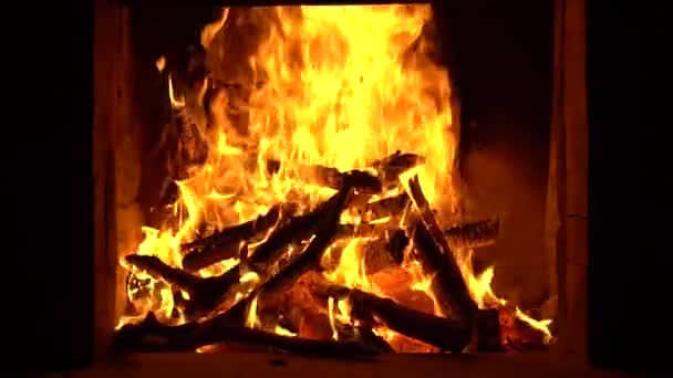 暖炉で燃えている火 家の快適さという概念 スローモーション — ストック動画