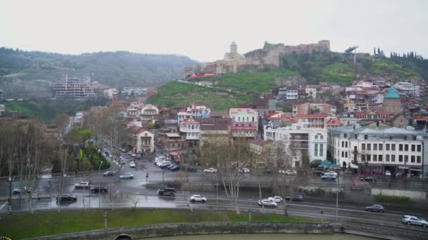 Tbilisi Georgien April 2024 Vacker Utsikt Över Den Gamla Staden — Stockvideo