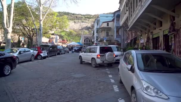 Tbilisi Geórgia Abril 2024 Nas Ruas Old Tbilisi Abanotubani — Vídeo de Stock