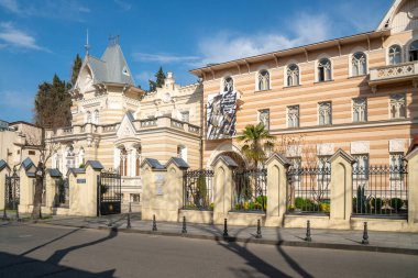 Tiflis, Gürcistan - 04 Nisan 2024: Gürcistan Sanat Sarayı, tarihi bina. Sanat