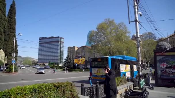 Tiflis Georgien April 2024 Shota Rustaveli Avenue Platz Der Nähe — Stockvideo