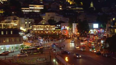 Tiflis, Gürcistan - 07 Ağustos 2024: Tarihi Abanotubani Bölgesi Akşam Görüşü. Seyahat