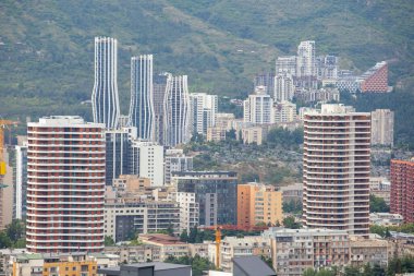 Beautiful view of Tbilisi, Saburtalo and Vake districts. Travel clipart