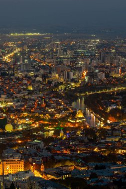 Night view of Tbilisi from Mtatsminda. Capital of Georgia clipart