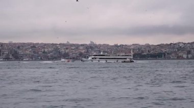 İstanbul, Türkiye - 7 Mart 2025: İstanbul 'daki Golden Horn Körfezi manzarası. Seyahat