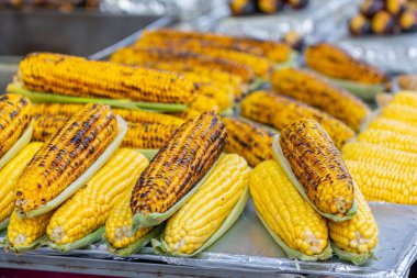Turistler için kavrulmuş kestane ve mısır. Seyahat