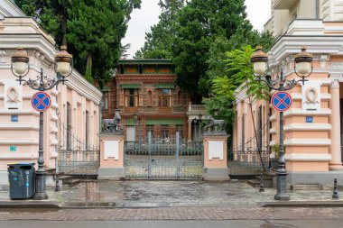 Tiflis, Gürcistan - 11 Ağustos 2024: Agmashenebeli Bulvarı tarihi Tiflis kentinin ana caddelerinden biridir. Seyahat