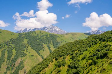 Yukarı Khevsureti, Gürcistan 'ın güzel dağlık manzarası. Seyahat
