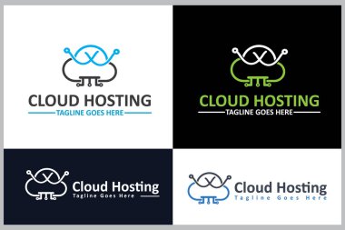 Bulut ve Sunucu Servis Logosu Tasarım Şablonu