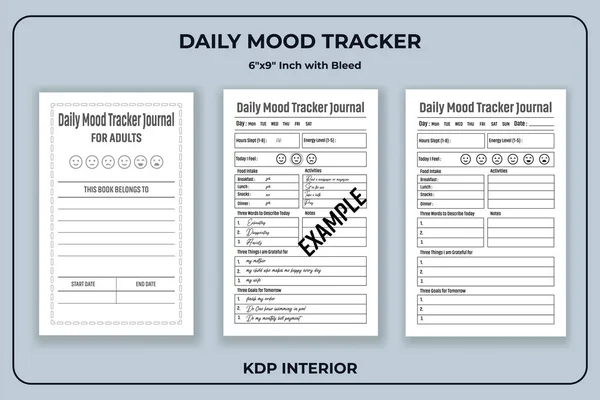 stock vector Daily Mood Tracker Journal for Adults 