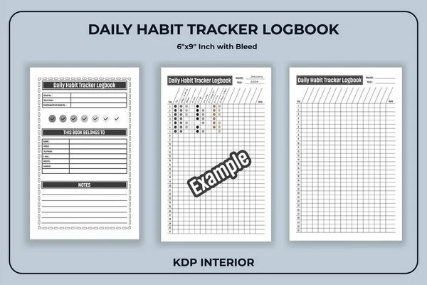 stock vector Daily Habit Tracker Log book Template