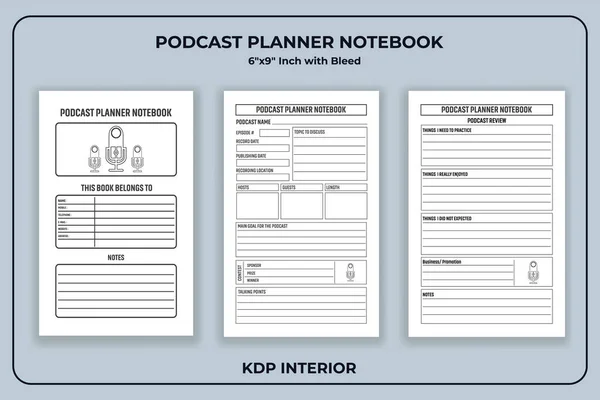 stock vector Podcast Planner Notebook  KDP Interior