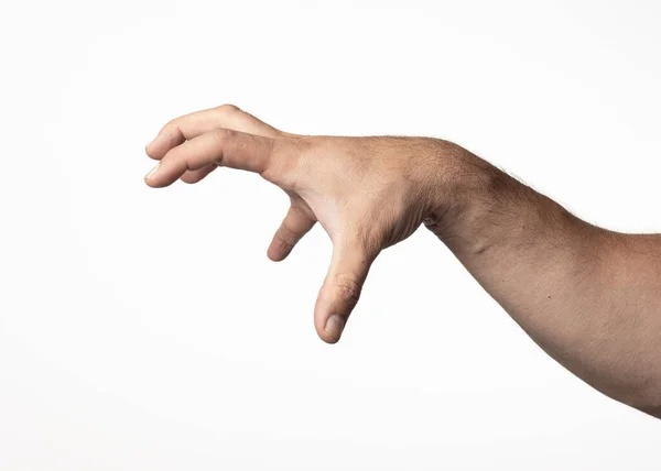 Мужская Рука Рука Белом Фоне Показывающие Жест Приветствия Одобрения Позитива — стоковое фото