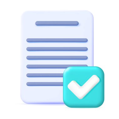 Kontrol Listesi Sembollü 3D Kağıt Boşluğu. Kağıt Çarşaf ve Yeşil Hesap Simgesi. İşaretli Kene Doğrulama. Doğru seçim. Anlaşma, Onay ya da Güven. Vektör İllüstrasyonu