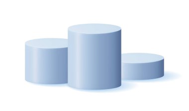 3D Gri Silindir Podyumu izole edildi. Shadow 'la Ürün Sunumu Sahnesi. Boş Sahne Yuvarlak Podyumu. Minimal White Scene. Üç boyutlu yaya platformu. Gerçekçi Vektör İllüstrasyonu