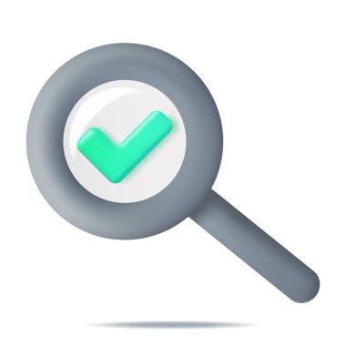 3 Boyutlu Büyüteç ve Çek İzi izole edildi. İş Ödevlerini Başarıyla Tamamla. İş görevlerini tamamlamak. Büyüteç Değerlendirme Kontrol Listesi Hazırla. Vektör İllüstrasyonu