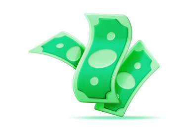 3 boyutlu banknot yığını izole edildi. Amerikan Doları Para Yığını Hazırlama. Boş Yeşil Para İşareti. Büyüme, gelir, Tasarruf, Yatırım. Zenginliğin sembolü. İş Başarı. Vektör İllüstrasyonu