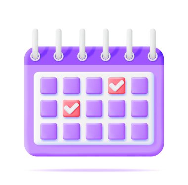 3D Kağıt Sarmal Duvar Takvimi izole edildi. Takvim Simgesini Hazırla. Program, Randevu, Düzenleyici, Zaman Sayfası, Önemli Tarih. Zaman Yönetimi Konsepti. Asgari Vektör İllüstrasyonu