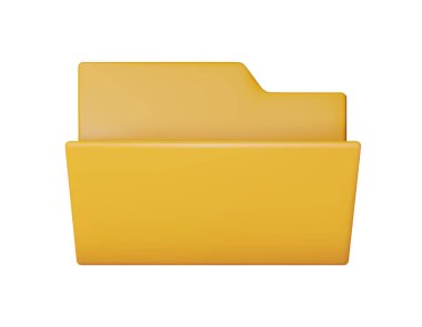 3D Boş İş Dosyası Beyaz 'da izole edildi. Yazışmalar için Sarı Dizini Yapılandır, Kağıt Belgeler için Dosya. Dizin Simgesi Aç, Manila Arşiv Dosyası veya Halka Dosyası. Vektör İllüstrasyonu