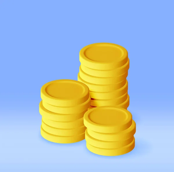 Stack Gold Coins Icon Isolated Pile American Dollar Coin Render — Stock Vector