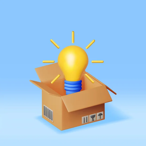 Glühbirne Aus Karton Ausgeworfen Isoliert Render Startup Creative Idea Leadership — Stockvektor