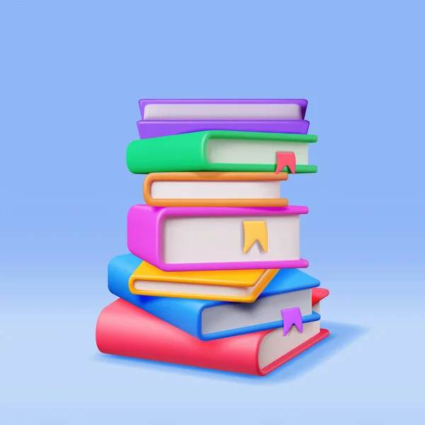 Stack Closed Books Isolated Render Pile Books Icon Set Educational — Vettoriale Stock