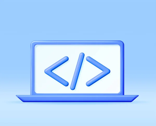 Ícone Código Computador Isolado Renderizar Símbolos Python Java Api Dispositivo — Vetor de Stock