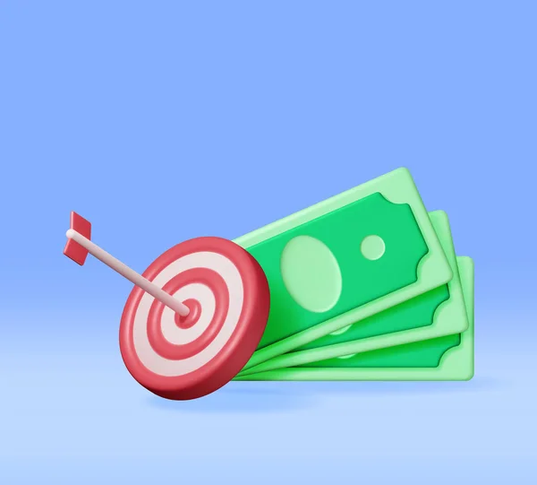Arrow Tecrit Edildiği Dolar Hedef Arrow Cash Money Ile Dartboard — Stok Vektör