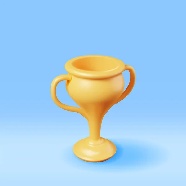 Golden Champion Trophy Isolated Render Gold Cup Trophy Ikone Gold — Stockvektor