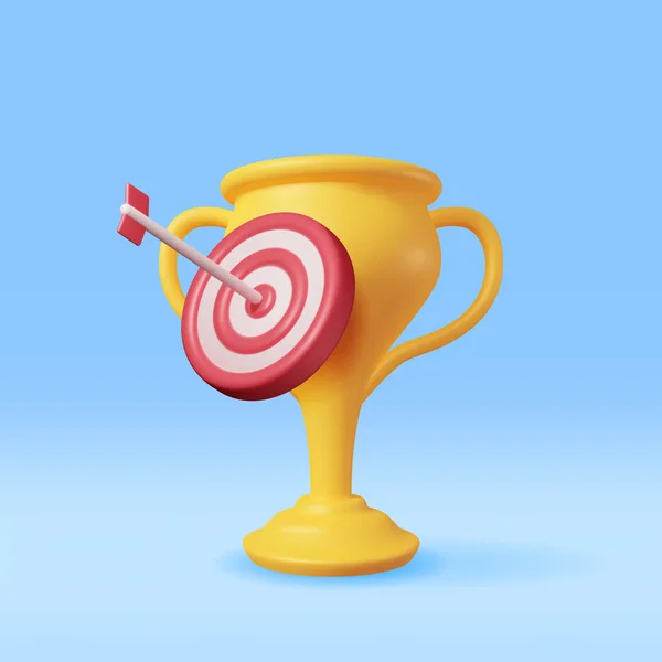 Trophée Champion Avec Target Isolated Render Gold Cup Dartboard Icône — Image vectorielle