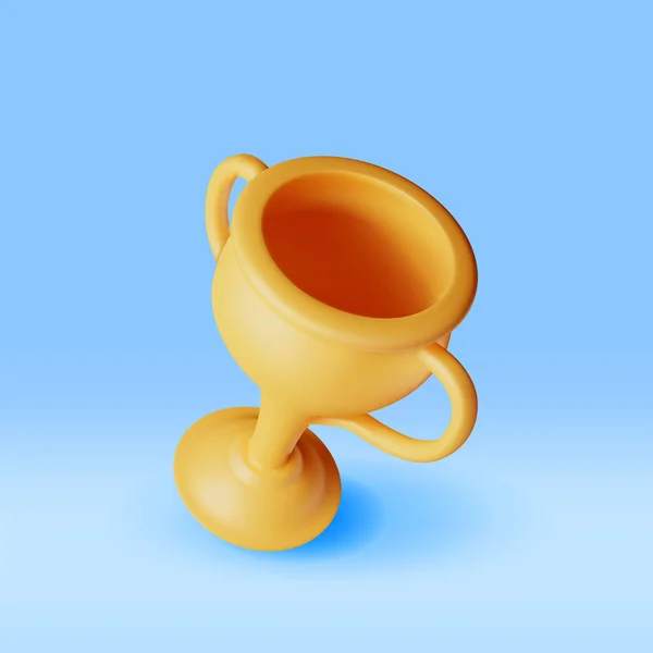 3Dゴールデンチャンピオントロフィー孤立 ゴールドカップトロフィーアイコンをレンダリングします 競争のための金トロフィー ゴール チャンピオン達成 スポーツ賞 成功コンセプト ベクターイラスト — ストックベクタ