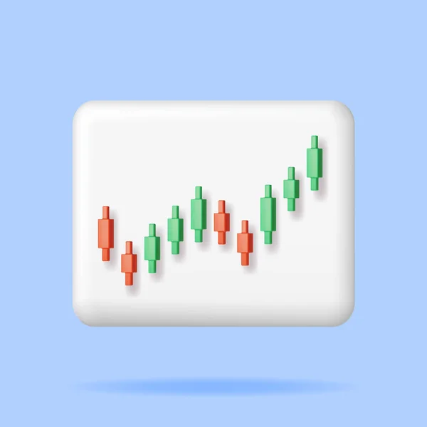 3D Growth Stock Diagram Isolated. Render Stock Candle Shows Growth or Success. Financial Item, Business Investment, Financial Market Trade. Money and Banking. Vector Illustration