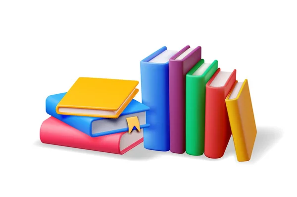 Stack Closed Books Izolált Render Pile Books Ikon Oktatási Vagy — Stock Vector