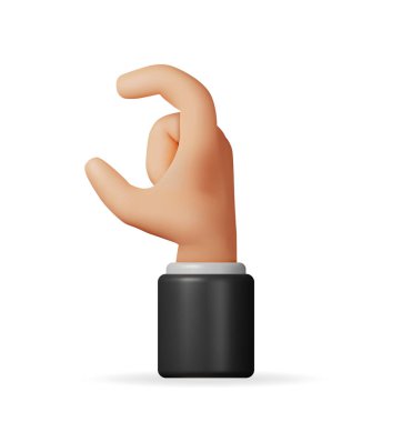 3D El Tutma Pozu izole edildi. El Tutma Konumu Sembolü oluştur. İyi niyet göstergesi olarak insan yumruğu. Emoji ikonu. Avuç içini aç. 3D Çizgi Film Karakteri İşareti. Vektör İllüstrasyonu